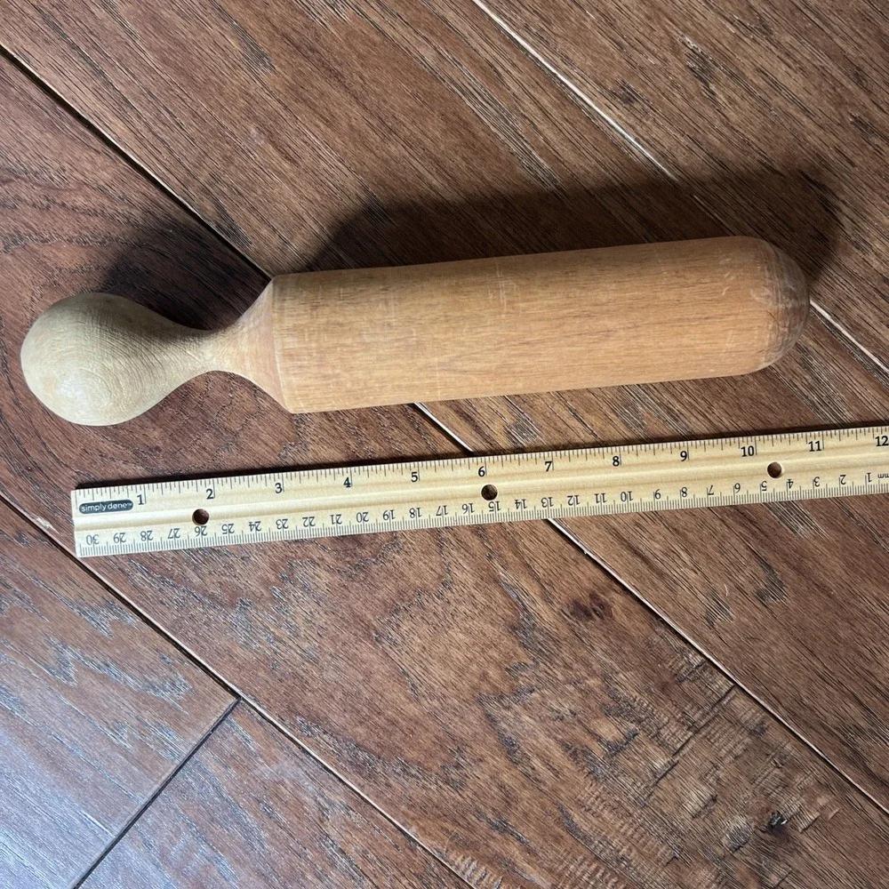 Vintage Wooden Pestle Masher Solid Hard Wood Kitchen Utensil